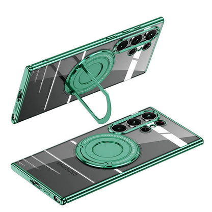 Samsung Galaxy S24 Ultra Invisible Magnetic Stand Anti Yellowing Electroplating Case - Green