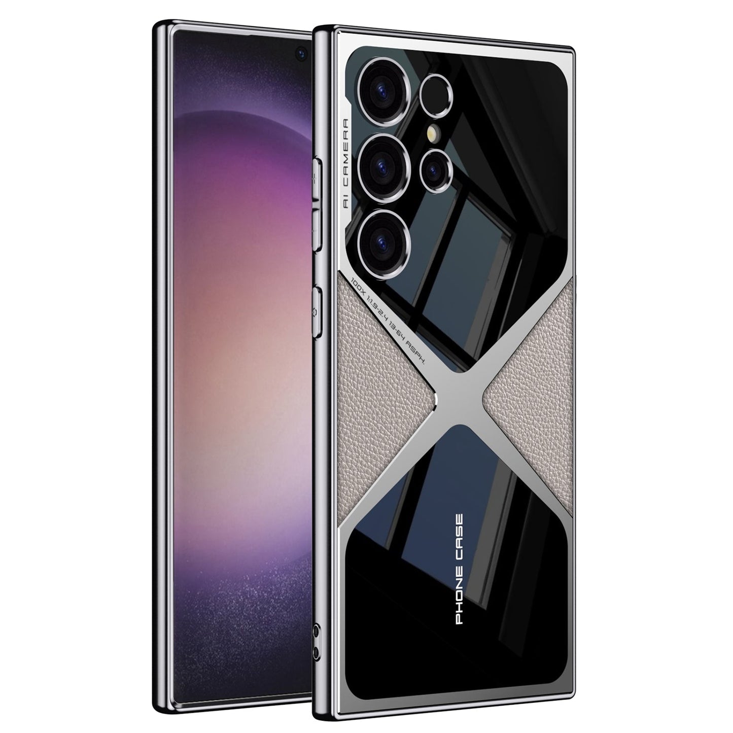 Samsung Galaxy S24 Ultra GKK Synthetic Leather Electroplating Supersonic Speed Shockproof Case - Titanium