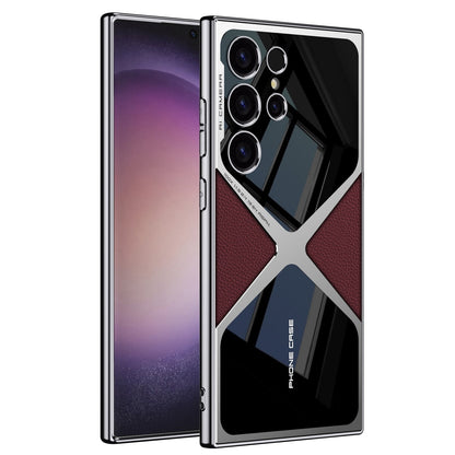 Samsung Galaxy S24 Ultra GKK Synthetic Leather Electroplating Supersonic Speed Shockproof Case - Red