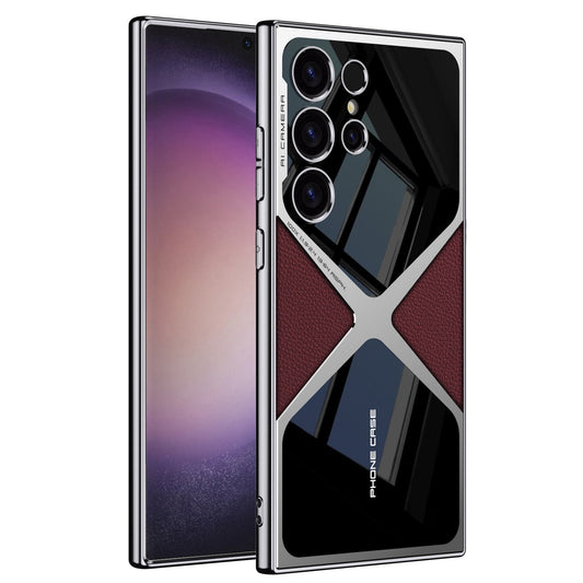 Samsung Galaxy S24 Ultra GKK Synthetic Leather Electroplating Supersonic Speed Shockproof Case - Red