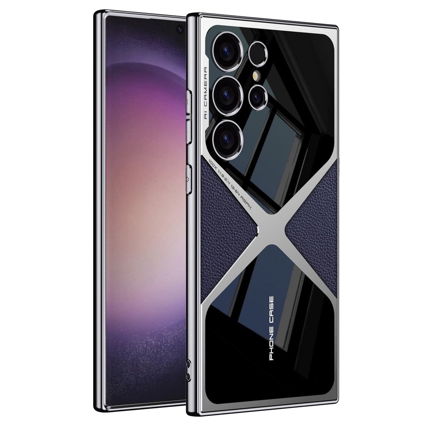 Samsung Galaxy S24 Ultra GKK Synthetic Leather Electroplating Supersonic Speed Shockproof Case - Violet