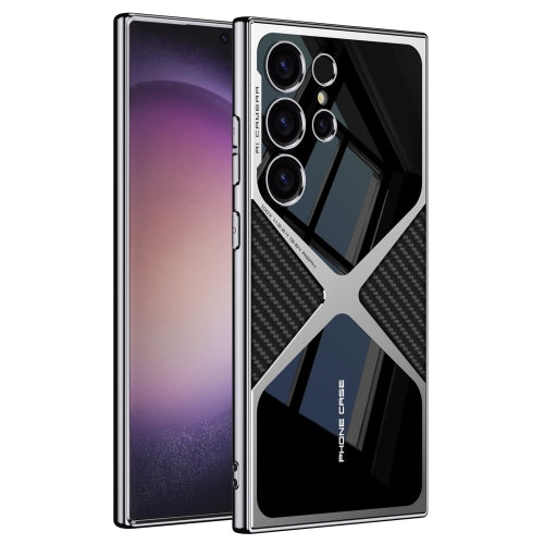 Samsung Galaxy S24 Ultra GKK Synthetic Leather Electroplating Supersonic Speed Shockproof Case - Carbon Fibre