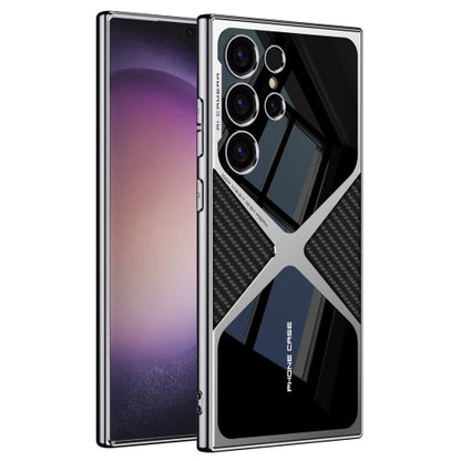 Samsung Galaxy S24 Ultra GKK Synthetic Leather Electroplating Supersonic Speed Shockproof Case - Carbon Fibre