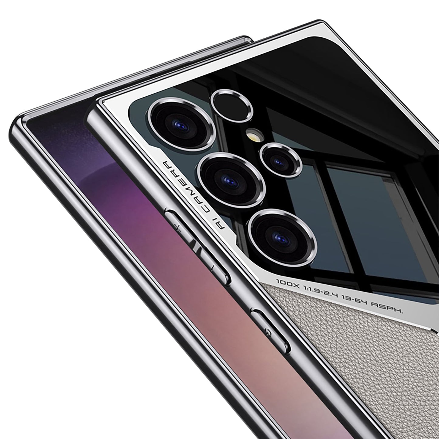 Samsung Galaxy S24 Ultra GKK Synthetic Leather Electroplating Supersonic Speed Shockproof Case - Violet