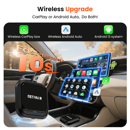 Zedge GetPairr AI Box 2.0 (compatible with all cars ) , Android 13 ,8 Gb ram ,  128 Gb storage, Wireless | Carplay Android Auto 3 in 1