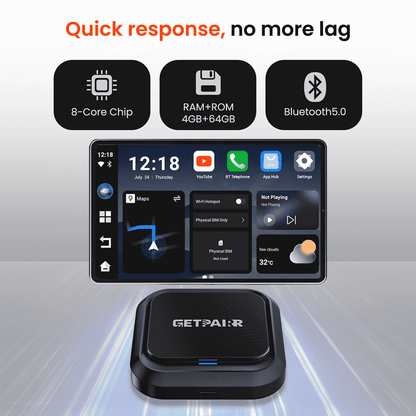 Zedge GetPairr AI Box 2.0 (compatible with all cars ) , Android 13 ,8 Gb ram ,  128 Gb storage, Wireless | Carplay Android Auto 3 in 1