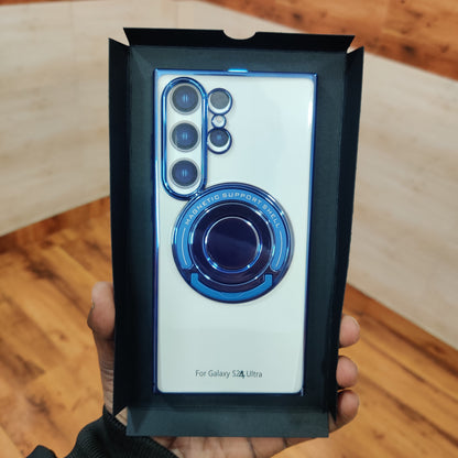 Samsung Galaxy S24 Ultra Magnetic Invisible Stand Anti Yellowing Electroplating Case - Blue