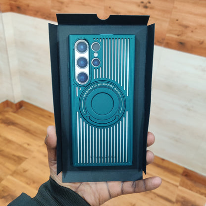 Samsung Galaxy S24 Ultra Magnetic Stand Hard Shell Cooling Case  - Green