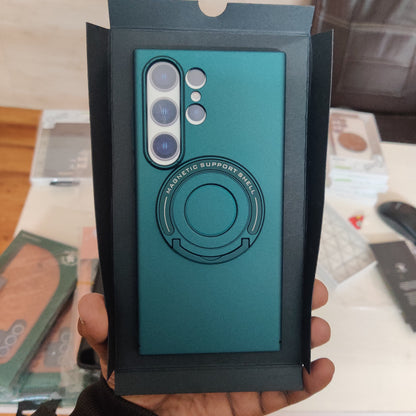 Samsung Galaxy S24 Ultra Magnetic Metal Stand Shockproof Case - Green