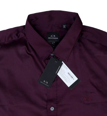 Armani Exchange Luxurious Plum Button-Up Shirt