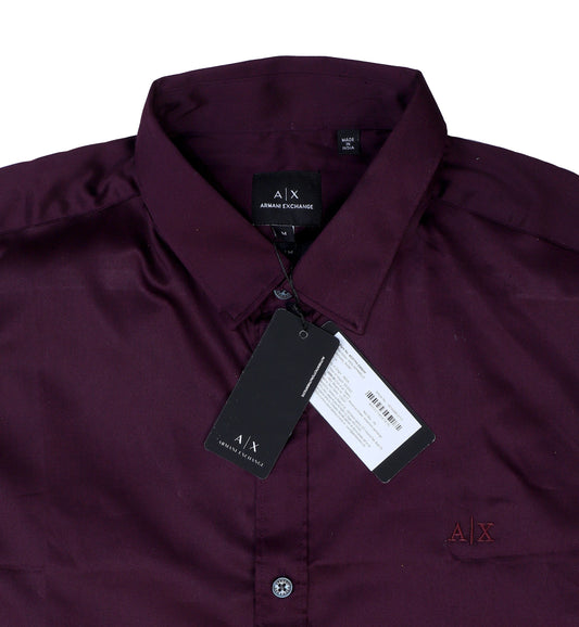 Armani Exchange Luxurious Plum Button-Up Shirt