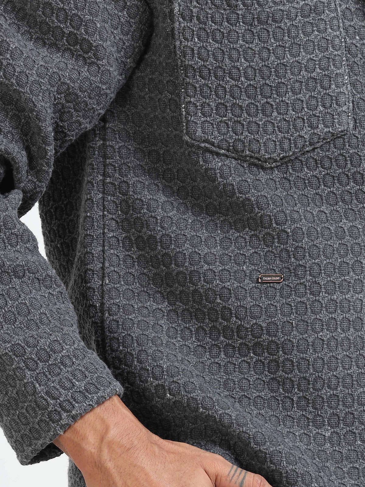 Italian Colony Cozy Charcoal Textured Shirt Jacket