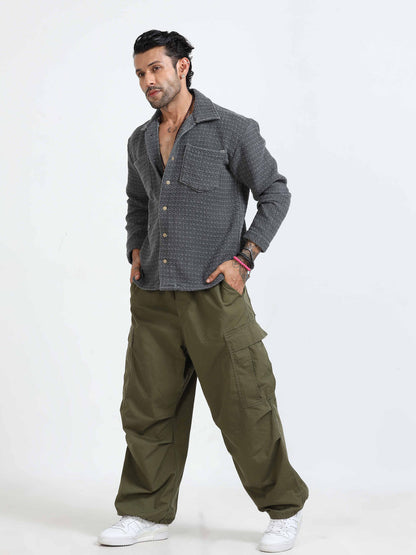 Italian Colony Cozy Charcoal Textured Shirt Jacket