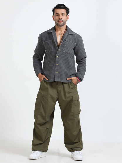 Italian Colony Cozy Charcoal Textured Shirt Jacket