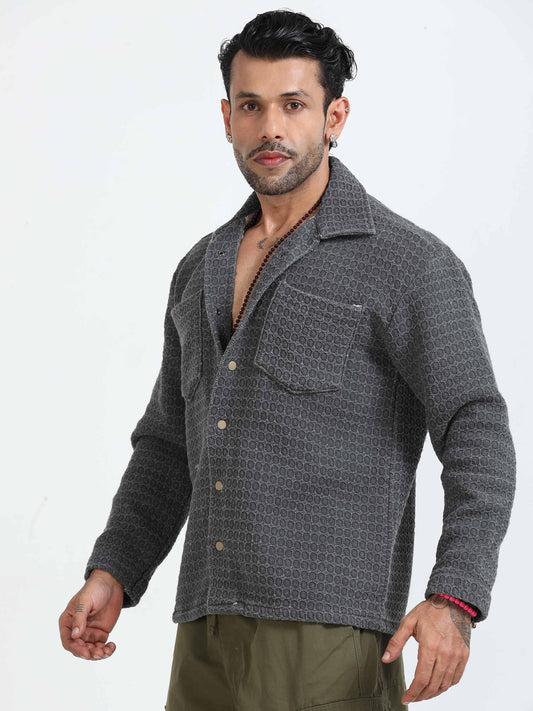 Italian Colony Cozy Charcoal Textured Shirt Jacket