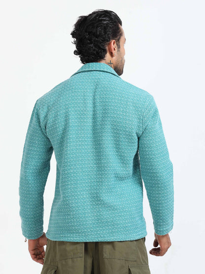 Italian Colony Charming Aqua Textured Shacket