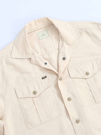 Italian Colony Effortlessly Chic Sand Dune Button-Up Linen Shacket