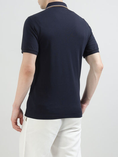 Hackett Sport Elegant Midnight Navy Cotton Blend Polo Shirt