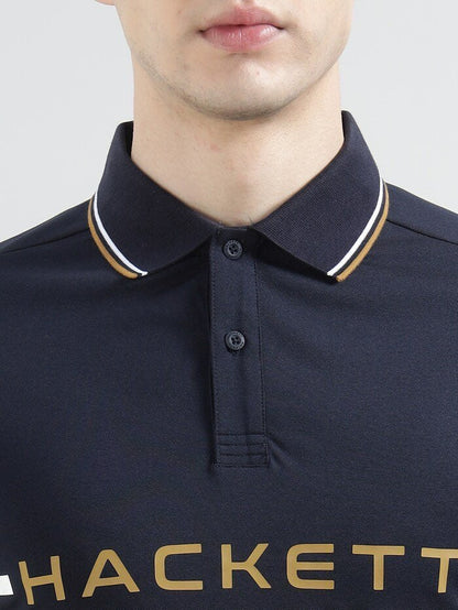 Hackett Sport Elegant Midnight Navy Cotton Blend Polo Shirt