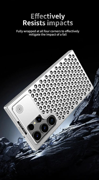 Samsung Galaxy S24 Ultra Metal Heat Dissipation Aluminum Cooling Case with Fragrance Aroma - Black