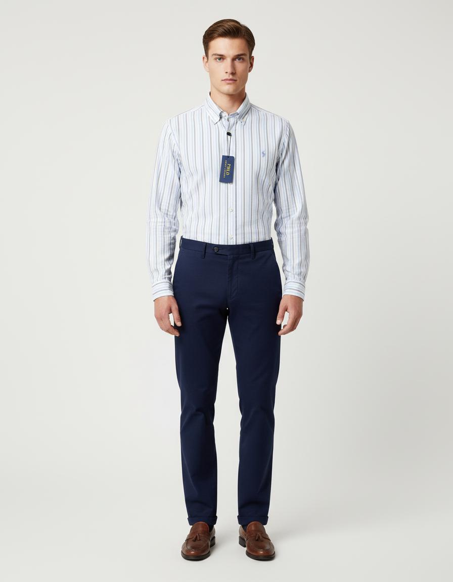 Polo Ralph Lauren Striped Elegance Cotton Shirt in Serene Sky