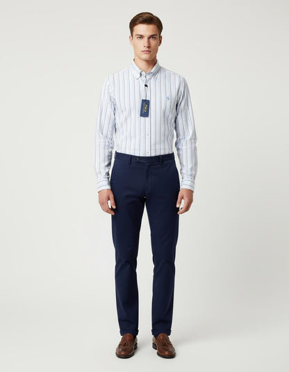 Polo Ralph Lauren Striped Elegance Cotton Shirt in Serene Sky