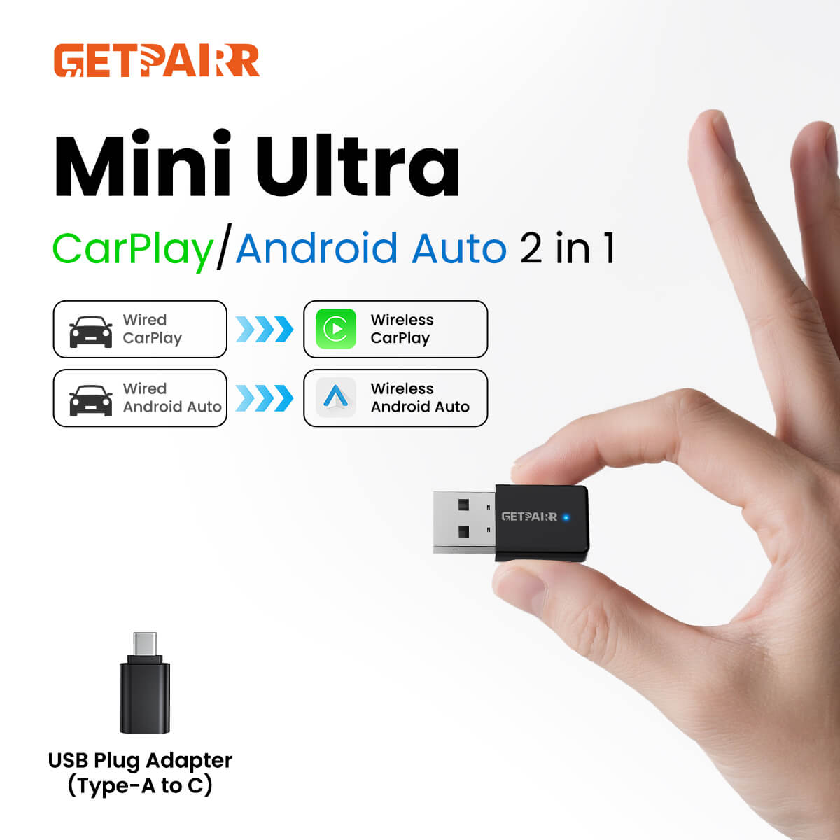 2025 Galaxy GetPairr™ Magic Ultra Mini 3.0 wireless CarPlay Android Auto Adapter