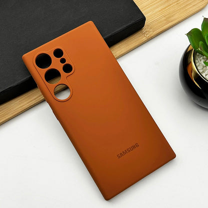 Samsung Galaxy S24 Ultra Liquid Silicon Case With Logo-Brown