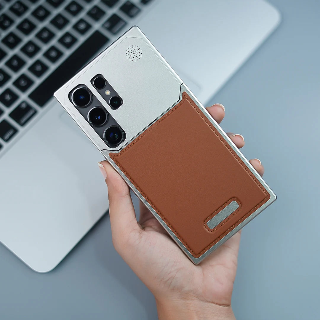 Samsung Galaxy S24 Ultra Aero Flex Aluminum & Leather Case with Fragrance Aroma - Brown