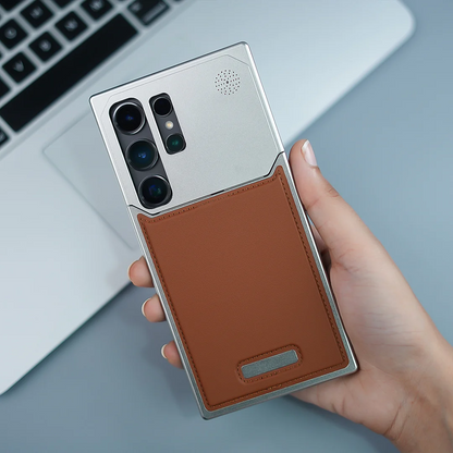 Samsung Galaxy S24 Ultra Aero Flex Aluminum & Leather Case with Fragrance Aroma - Brown