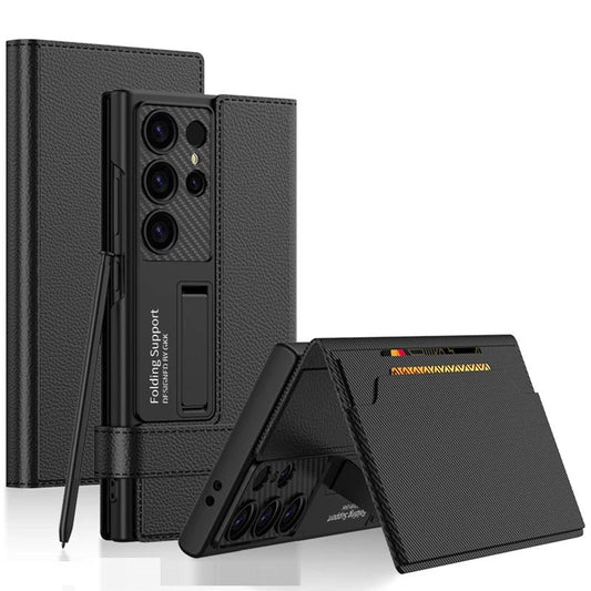 Samsung Galaxy S24 Ultra GKK Clamshell Leather Flip Wallet Case Cover - Black