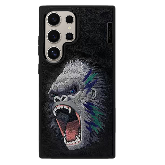 Samsung Galaxy S24 Ultra Nimmy Embroidery Leather Back Cover Case - Gorilla
