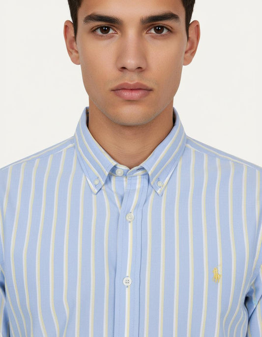 Polo Ralph Lauren Custom Fit Striped Shirt in Serene Sky Blue