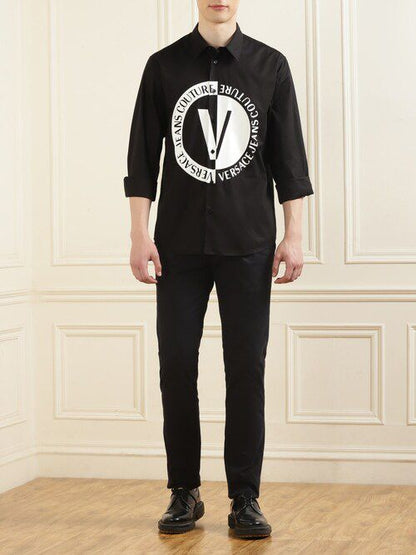 VERSACE JEANS COUTURE Prismatic Onyx Whisper Classic Fit Long Sleeve Shirt