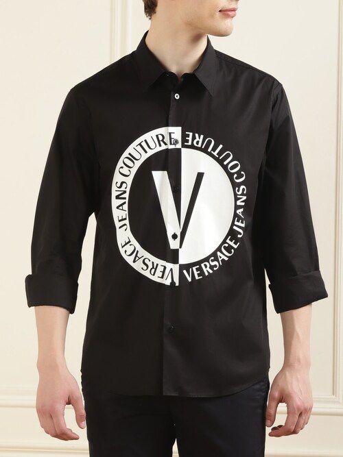 VERSACE JEANS COUTURE Prismatic Onyx Whisper Classic Fit Long Sleeve Shirt
