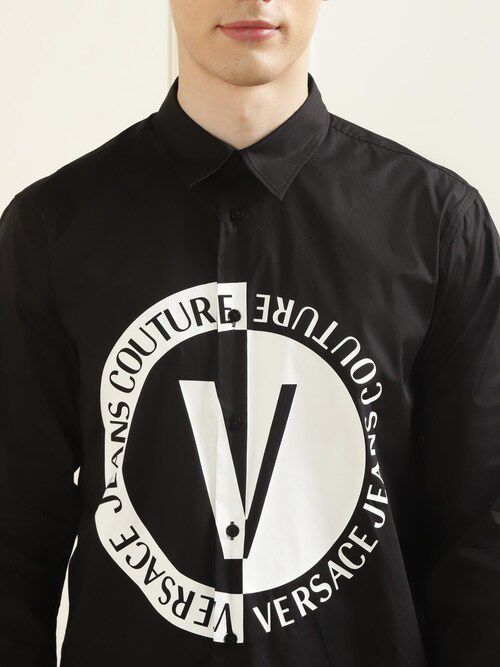 VERSACE JEANS COUTURE Prismatic Onyx Whisper Classic Fit Long Sleeve Shirt
