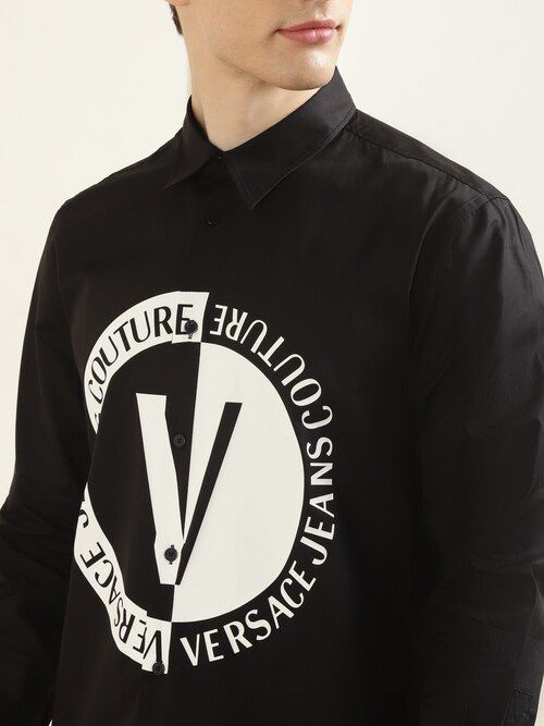 VERSACE JEANS COUTURE Prismatic Onyx Whisper Classic Fit Long Sleeve Shirt