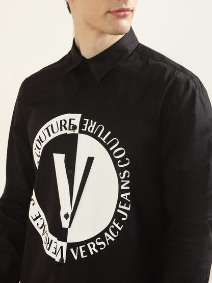 VERSACE JEANS COUTURE Prismatic Onyx Whisper Classic Fit Long Sleeve Shirt