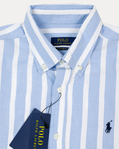 Polo Ralph Lauren Custom Fit Striped Shirt in Serene Sky Blue