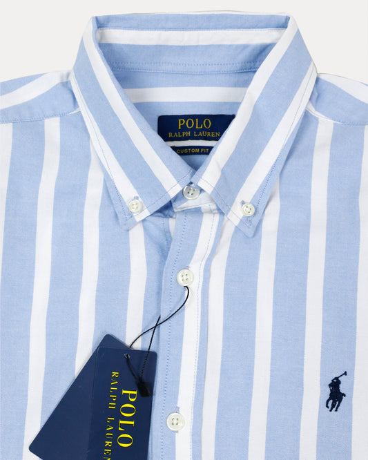 Polo Ralph Lauren Custom Fit Striped Shirt in Serene Sky Blue