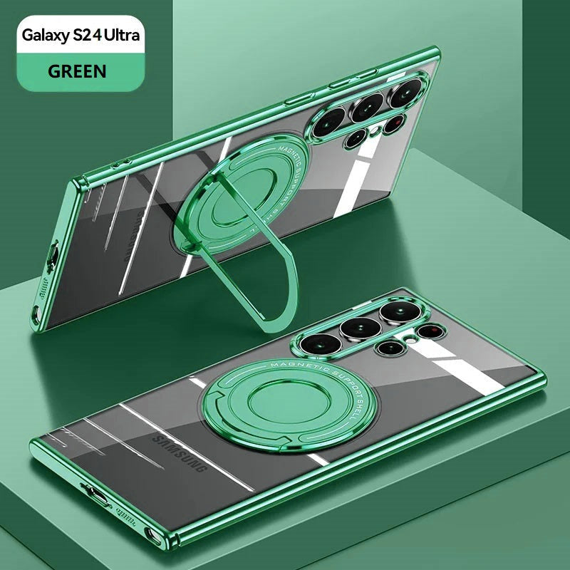 Samsung Galaxy S24 Ultra Invisible Magnetic Stand Anti Yellowing Electroplating Case - Green