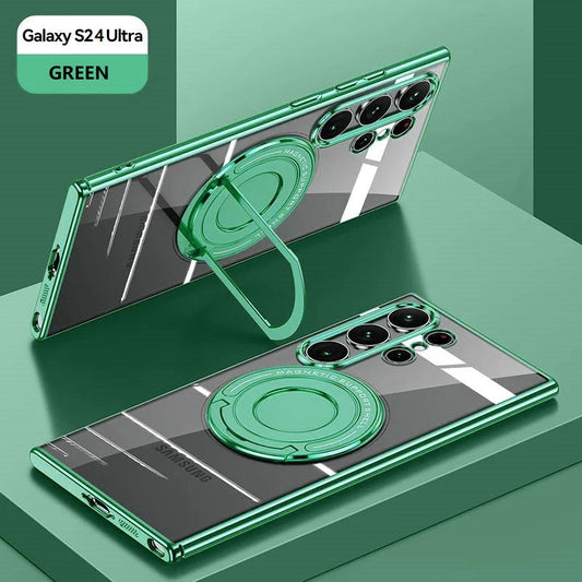 Samsung Galaxy S24 Ultra Invisible Magnetic Stand Anti Yellowing Electroplating Case - Green