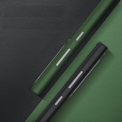 Samsung Galaxy S24 Ultra Slim Leather Shockproof Protection Case with Metar Camera Protection-Black