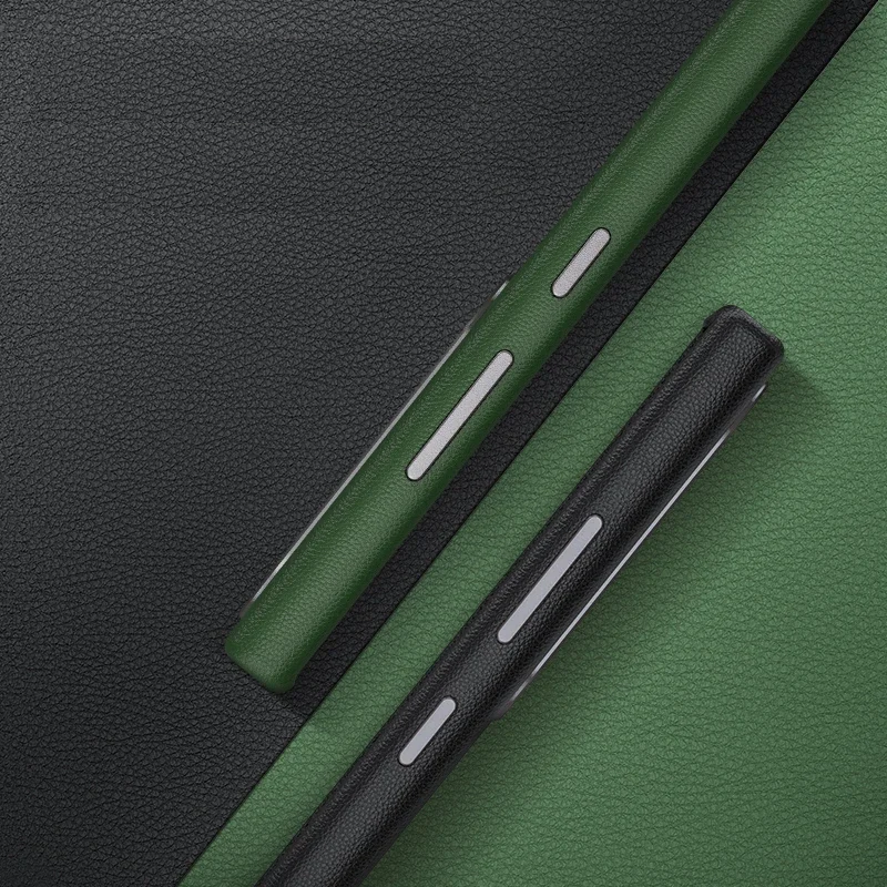 Samsung Galaxy S24 Ultra Slim Leather Shockproof Protection Case with Metar Camera Protection - Green