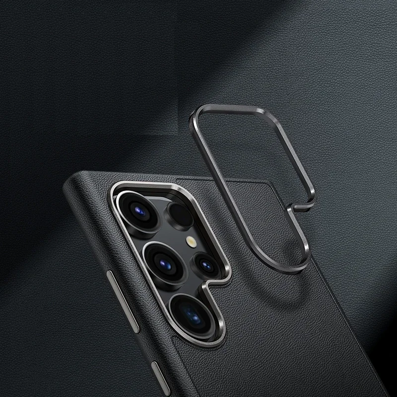 Samsung Galaxy S24 Ultra Slim Leather Shockproof Protection Case with Metar Camera Protection - Lavender