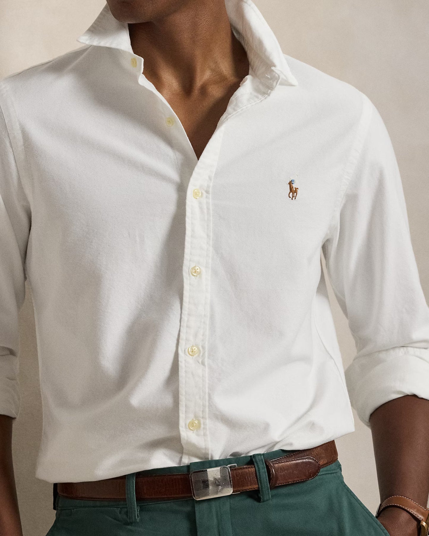 Polo Ralph Lauren Crisp Cotton Button-Up Shirt in Pure Snow