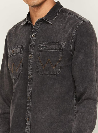 Wrangler Urban Charcoal Denim Shirt - Ruggedly Stylish