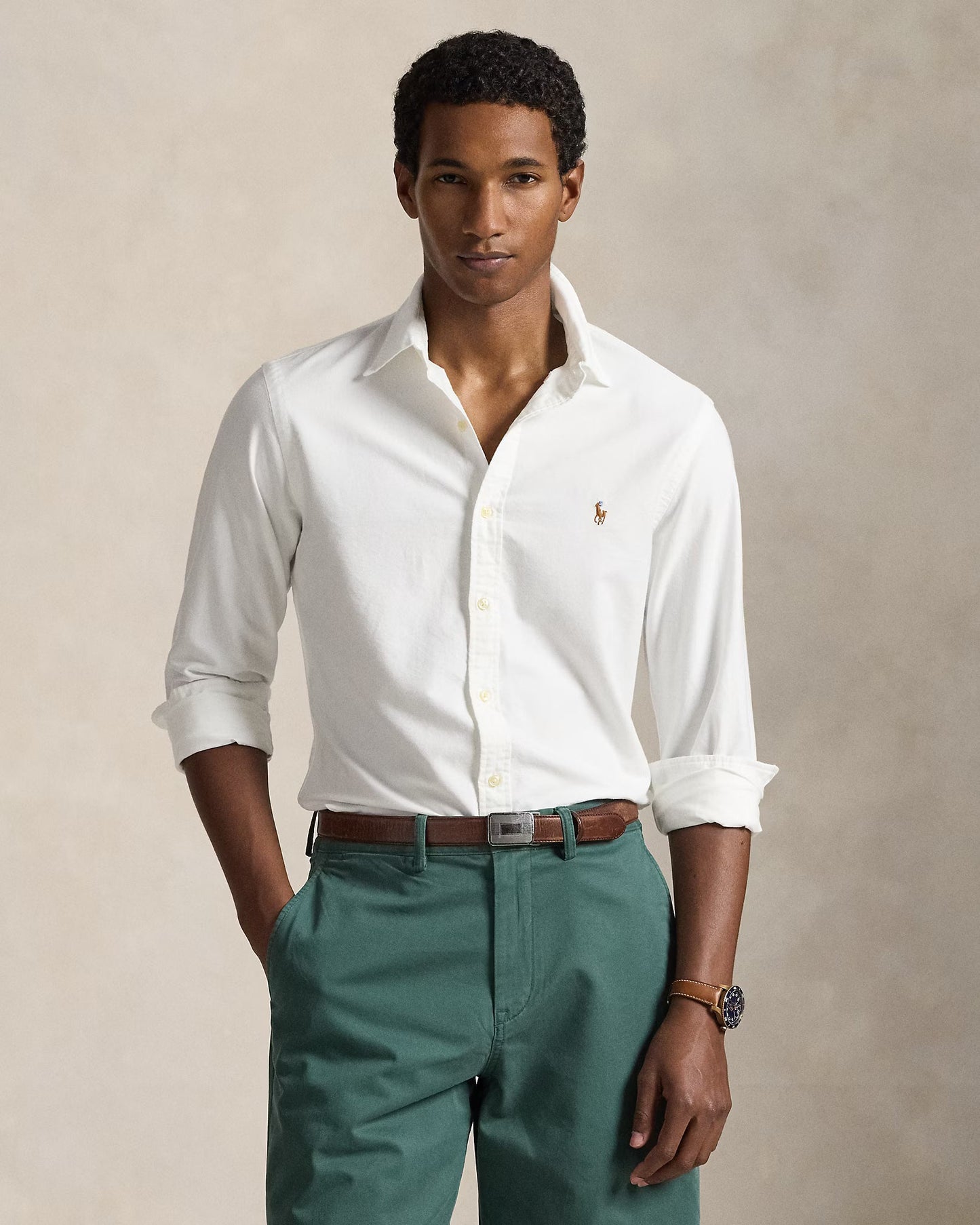 Polo Ralph Lauren Crisp Cotton Button-Up Shirt in Pure Snow