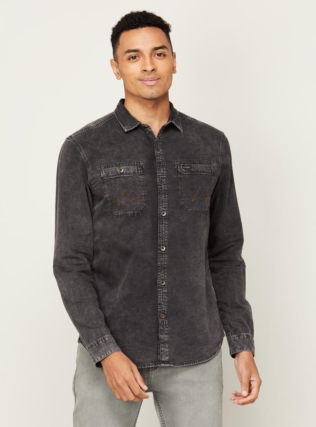 Wrangler Urban Charcoal Denim Shirt - Ruggedly Stylish