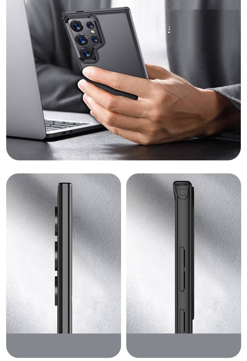 Samsung Galaxy S24 Ultra Rugged Frosted Matte Shock Proof Slim Back Cover - Black